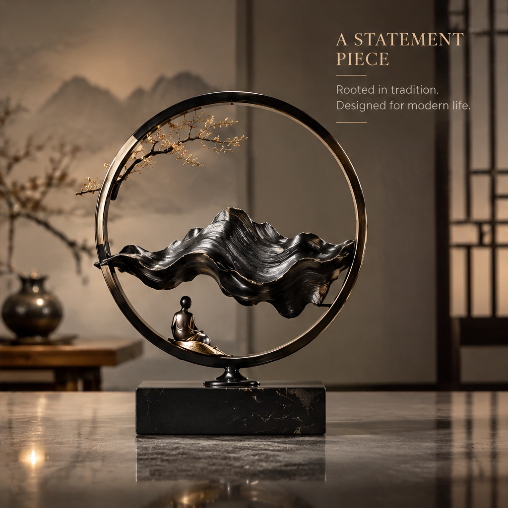 DINOVIR Zen Mountain Ring and Seated Monk