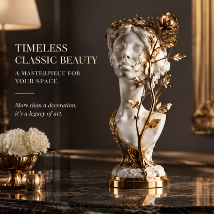 DINOVIR Ivory Bust with Golden Botanicals