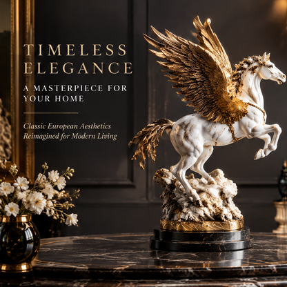 DINOVIR Pegasus Sculpture with Gold Wings