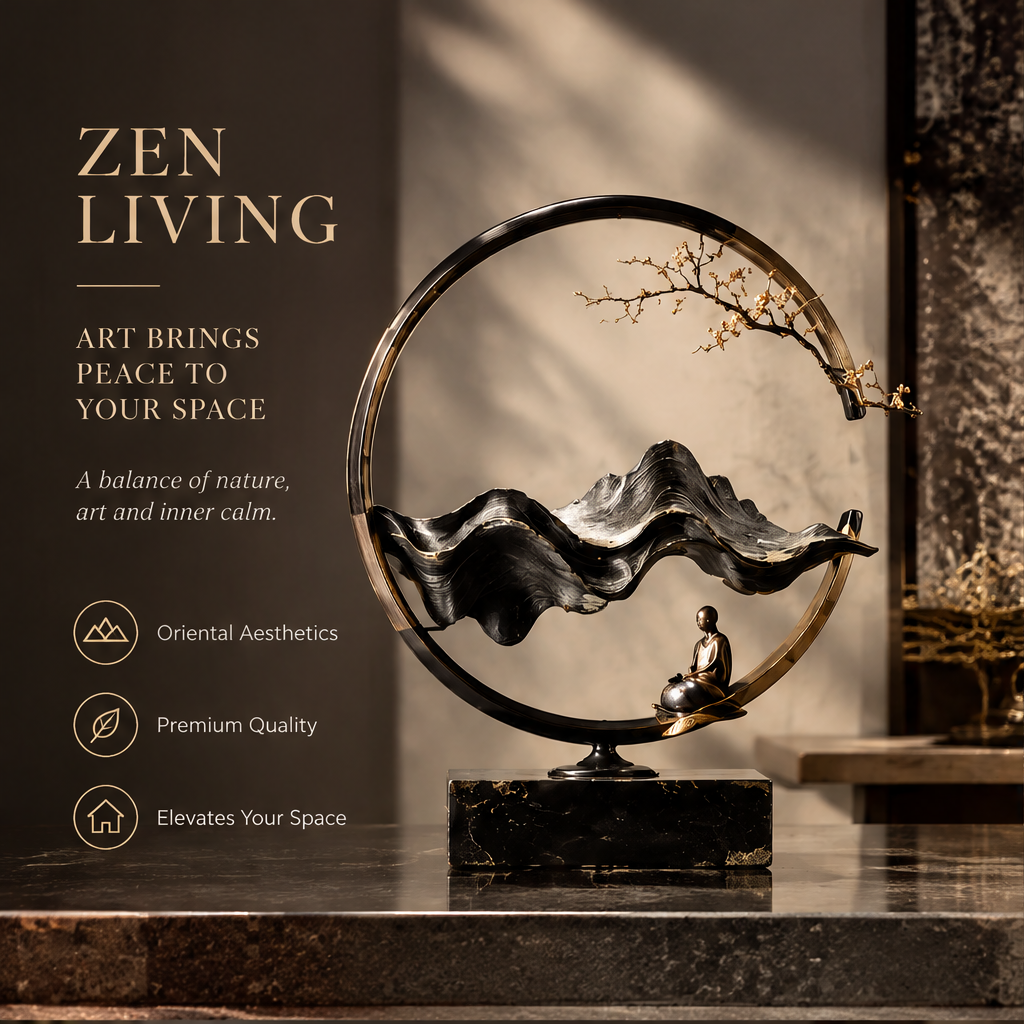 DINOVIR Zen Mountain Ring and Seated Monk