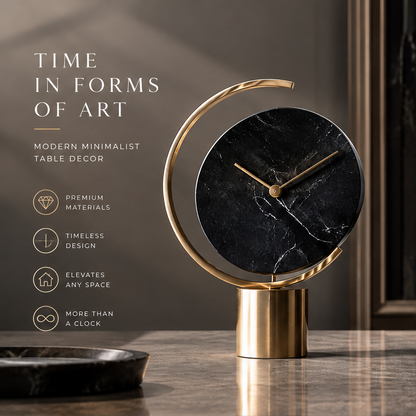DINOVIR Black Dial Clock with Golden Ring