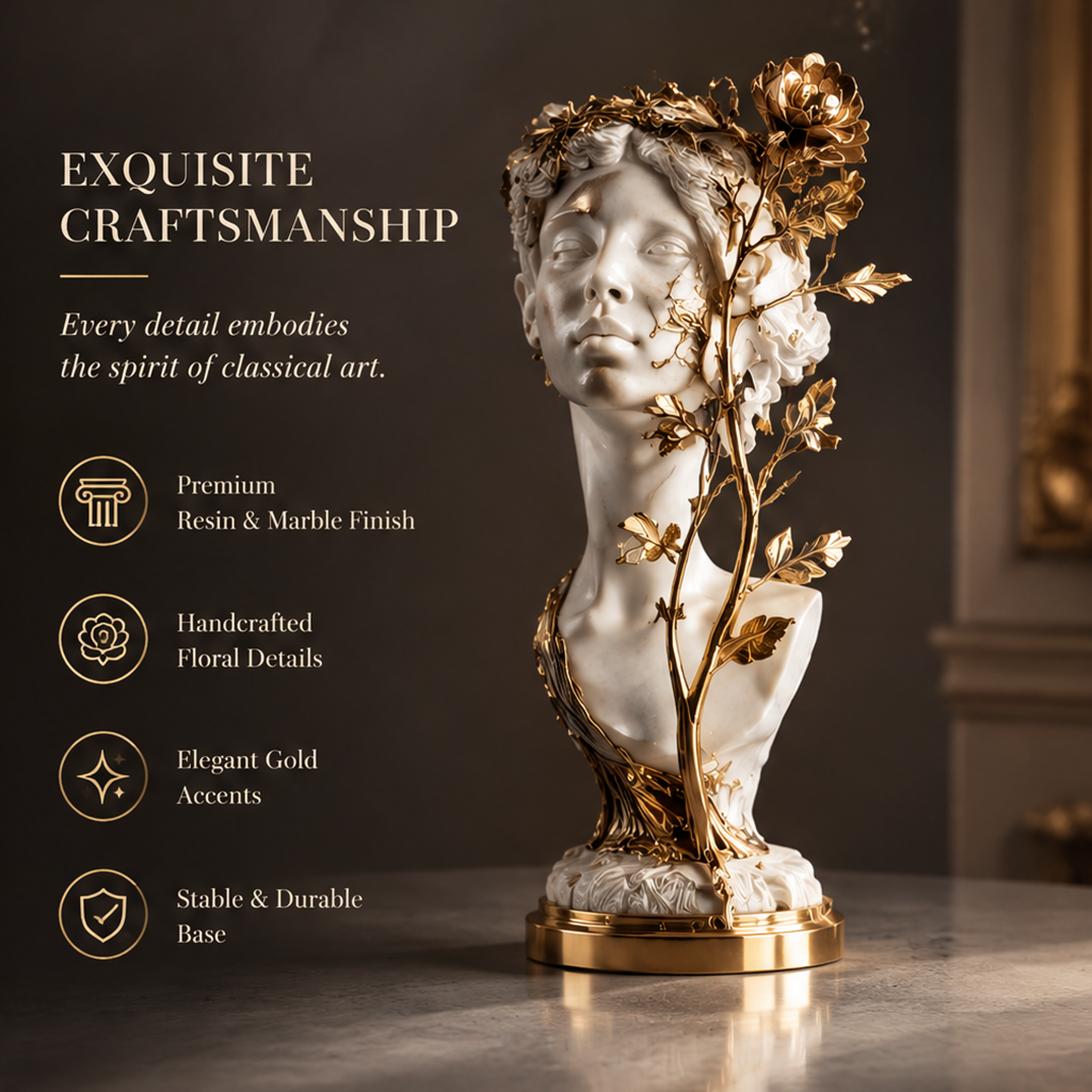 DINOVIR Ivory Bust with Golden Botanicals