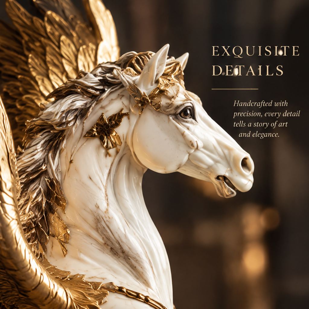 DINOVIR Pegasus Sculpture with Gold Wings