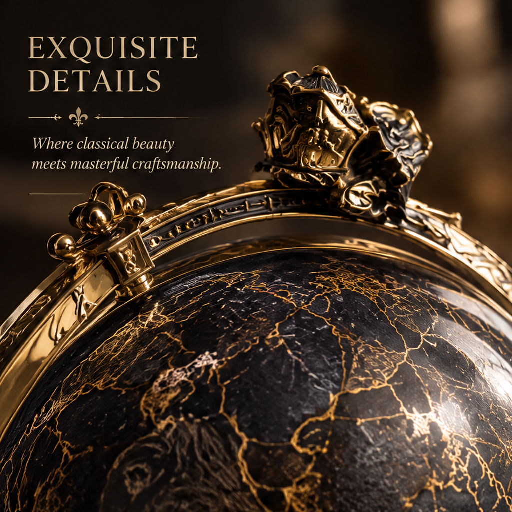 DINOVIR Black Globe with Classical Figure