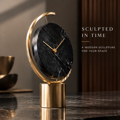 DINOVIR Black Dial Clock with Golden Ring