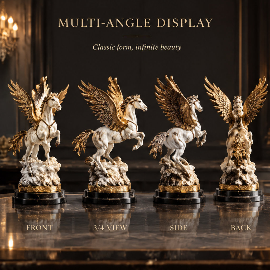 DINOVIR Pegasus Sculpture with Gold Wings