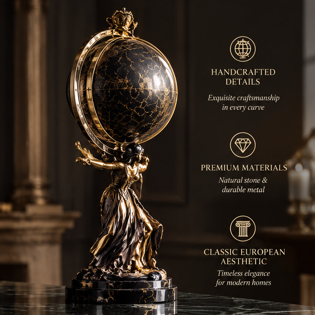 DINOVIR Black Globe with Classical Figure