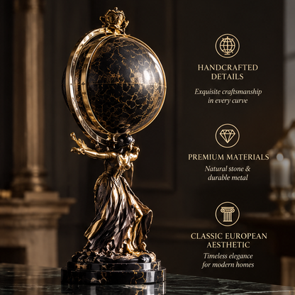 DINOVIR Black Globe with Classical Figure