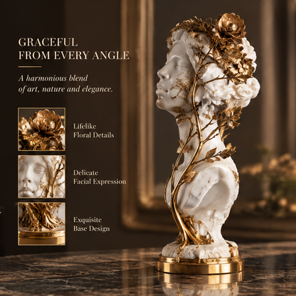 DINOVIR Ivory Bust with Golden Botanicals