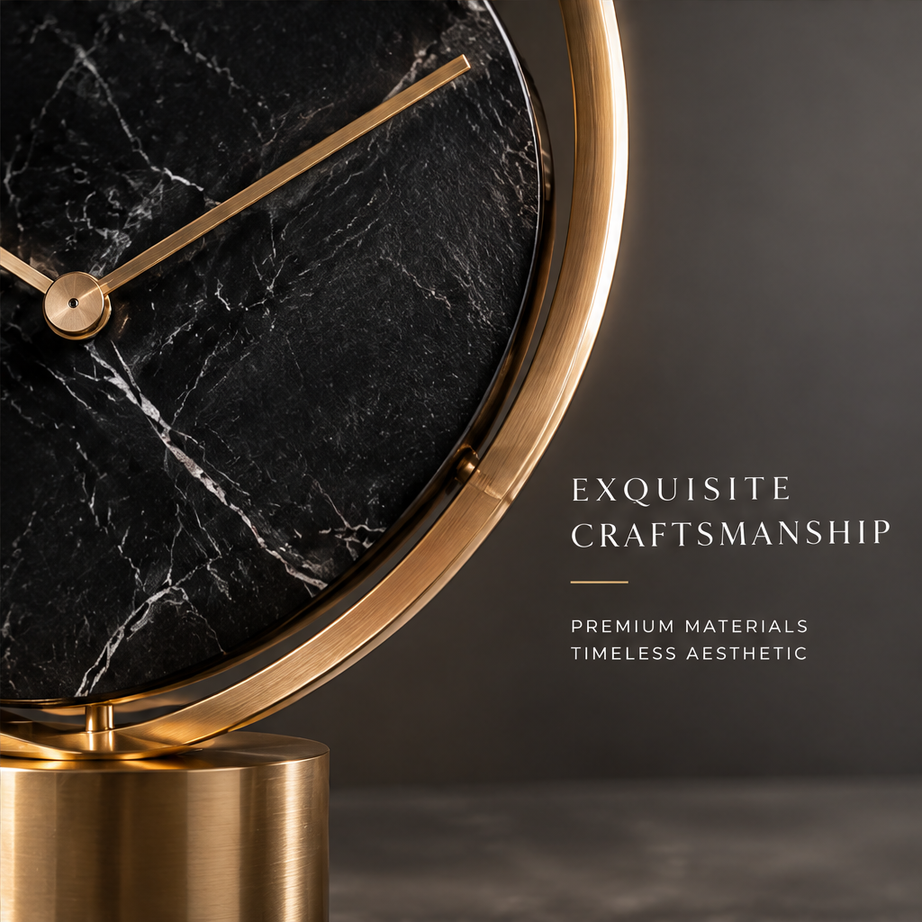 DINOVIR Black Dial Clock with Golden Ring