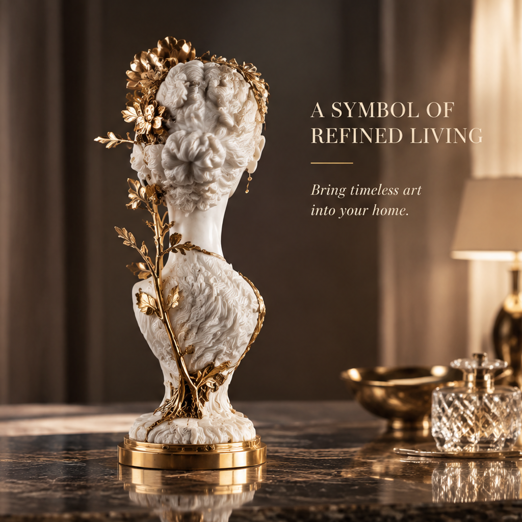 DINOVIR Ivory Bust with Golden Botanicals
