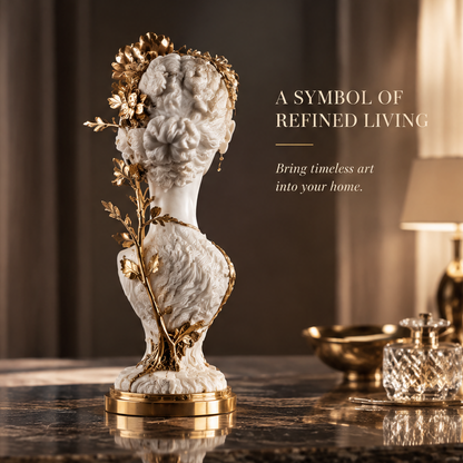 DINOVIR Ivory Bust with Golden Botanicals