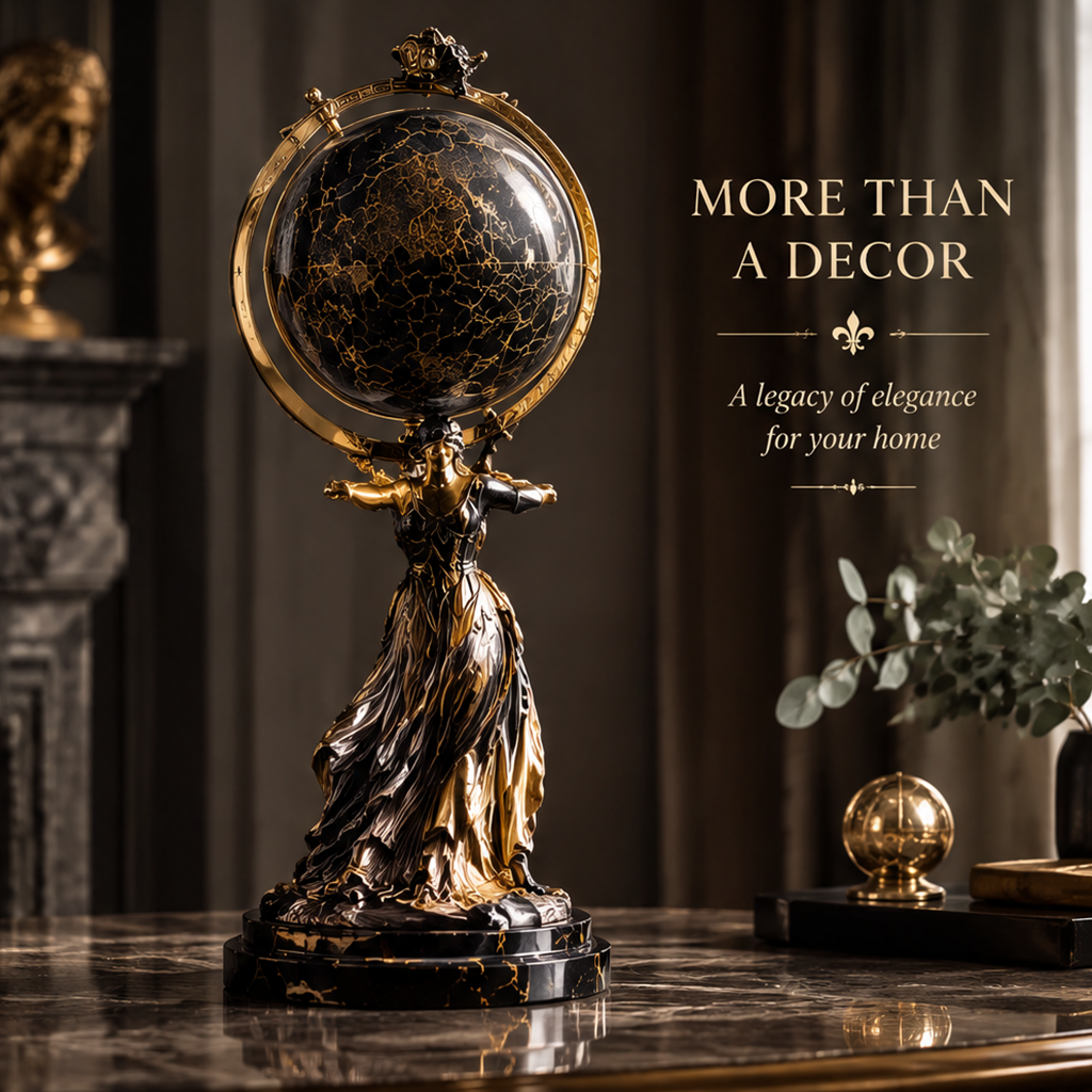 DINOVIR Black Globe with Classical Figure